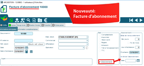 Facture d’abonnement Codial V12